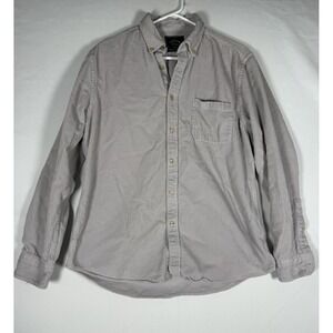 Portuguese Flannel Shirt Mens Large Gray Corduroy Long Sleeve Button Casual